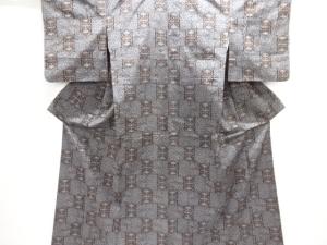 抽象模様織出し西陣伝承紬着物アンサンブル（重ね衿付き）